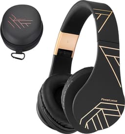 PowerLocus P2 - Draadloze Over-Ear Koptelefoon Inklapbaar - Bluetooth Hoofdtelefoon - Met microfoon – Headphone - Micro SD mode – Incl. Carry Case - Upgrade Zwart/Goud — thumbnail 1