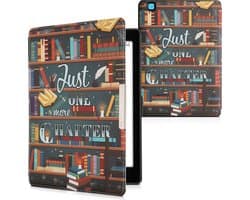 kwmobile e-reader hoesje geschikt voor Kobo Aura ONE hoes - E reader flip case met magnetische sluiting - Ereader cover - bibliotheek design in meerkleurig