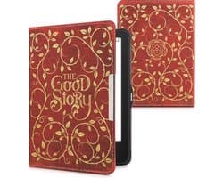 kwmobile e-reader hoesje geschikt voor Tolino Vision 1 / 2 / 3 / 4 HD hoes - E reader flip case met magnetische sluiting - Ereader cover - Sprookjesboek design in geel / oranje / rood