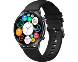 Belesy® TIRANA – Smartwatch Dames – Smartwatch Heren – Horloge – 1.32 inch Touchscreen Kleurenscherm – Stappenteller – Calorieteller – Hartslagmeter – Bloeddrukmeter – Zuurstofgehalte – Multisport – Slaap Monitor – Zwart - Moederdag