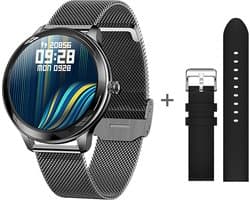 Darenci Smartwatch Flair Pro  - Smartwatch dames -Smartwatch heren -Activity Tracker- Touchscreen -Bluetooth bellen -Met extra bandje -Horloge -Stappenteller -Bloeddrukmeter -Verbrande calorieën -Zuurstofmeter -Spatwaterdicht -Zwart