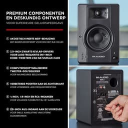 M-Audio BX3 PAIR BT- 3,5” 120W Bluetooth Studiomonitoren PC Luidsprekers voor muziekproductie, gaming, podcasting en meer,Zwart — thumbnail 2