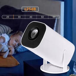 Mini Projector - 5G WiFi Bluetooth Beamer - 2+16G RAM - 200 ANSI - 1080P - Android 12.0 - Bluetooth 5.0 - 180° Verstelbaar & Auto Keystone - Wit - Dubbele luidsprekers - Groot scherm van 30–200 inch — thumbnail 5