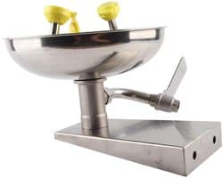 Allecto Plus - Dubbele Nozzle Oogspoelstation van Roestvrij Staal voor Muurmontage - Met Veiligheidsteken - Ideaal voor Werkplekken in 304 - Oogwasmachine