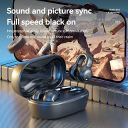 Draadloze Oordopjes- bluetooth oordopjes-Clip on design -sporthoofdtelefoon-Bluetooth5.3- draadloos - DT4.0 directionele geluidsoverdracht -120 uur batterijduur-Digitaal HD-scherm-Niet moe na langdurig dragen - zwart — thumbnail 3