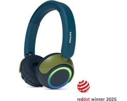 PHILIPS TAK4200CT 4200-serie On Ear draadloze opvouwbare hoofdtelefoon voor kinderen - 45 uur afspeeltijd, beperkt volume, Audio delen, laadkabel meegeleverd - Ambiant verlichting - Kristalgroen — afbeelding 1