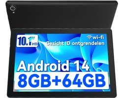 Hotlight C10 - Android 14 Tablet - 10.1 inch - 8(3+5)GB RAM/64GB ROM– 5000mAh - Zwart