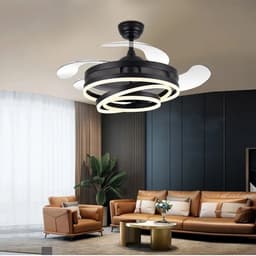 Bovista Plafondventilator - Met Verlichting - Plafond Ventilator - Met Lamp - Plafonniere Met Ventilator - Met Licht - Zwart - 106cm — thumbnail 1