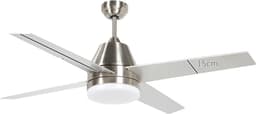 Bovista Plafondventilator - Met Verlichting - Plafond Ventilator - Met Lamp - Plafonniere Met Ventilator - Met Licht - Zilver - 130cm — thumbnail 1