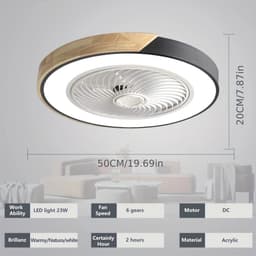 Livano Plafondventilator - Met Verlichting - Plafond Ventilator - Met Lamp - Plafonniere Met Ventilator - Met Licht - Wit — thumbnail 2