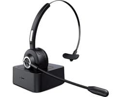 Nince Draadloze Headset met Microfoon – Bluetooth Headset – Draadloos – Headset Met Microfoon - Voor Laptop, PC & Smartphone – Zwart