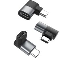 90 graden USB C adapter 3 stuks, rechte hoek USB C mannelijk naar Type C vrouwelijk verlenger connector, 40Gbps 100W Thunderbolt 4 3 op- en neerwaartse verlengconverter – Geschikt voor Steam, Switch, iPhone 16 15, MacBook, laptop