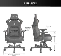 Andaseat Kaiser 3 Zwart large - Ergonomische Gamestoel - Magnetisch Nekkussen - Verstelbare Lendensteun - Luxe 4D-armleuningen - Premium PVC-leer — thumbnail 3