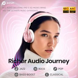 Picun Solo 6 – Draadloze Koptelefoon – Hoofdtelefoon – 140 uur Speelduur – Bluetooth 5.4 – Roze — thumbnail 2