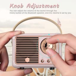 Retro bluetooth luidspreker - vintage luidspreker met klassieke antieke stijl - luid volume - draadloze Bluetooth 5.0-verbinding - bluetooth luidsprekers boxen - roze — thumbnail 2