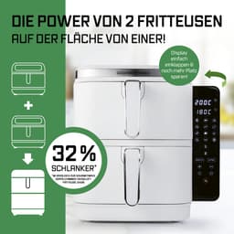 GOURMETmaxx FryUp Verticale heteluchtfriteuse met dubbele kamer, verticale airfryer, inklapbaar touchscreen, 32% ruimtebesparend, inhoud 10 liter, heteluchtfriteuse, 2 kamers — thumbnail 6