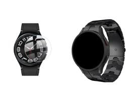 Strap-it Smartwatch Band + Screenprotector - Stalen Special Horlogeband - Geschikt voor Samsung Galaxy Watch 6 Classic 47mm & Galaxy Watch Ultra / Ultra 2025 47mm - Luxe schakelarmband - Duurzaam & verstelbaar - Zwart