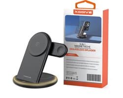 Xssive 3-in-1 Draadloze Oplader - Geschikt voor MagSafe Oplaadstation - Geschikt voor iPhone 12 t/m 16, Apple Watch & AirPods - Qi2 Wireless Charger