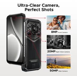 DOOGEE Blade 20 Pro - Robuuste Smartphone - Robuuste Telefoon - 24GB RAM + 256GB ROM（2TB/TF) - 11800mAh/18W - 6.6 Inth HD+ IPS+90Hz - 125dB Luidsprekers - Nachtzichtcamera - Face ID - Triple card slot - Zilver — thumbnail 9