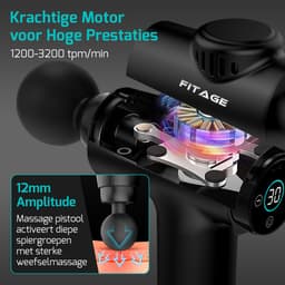 FITAGE Massage Gun Mini - Professioneel Massage Apparaat - Massageapparaat Massagegun - Massage Pistool - Zwart — thumbnail 3