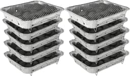 Wegwerp Barbecue met Houtskool – 10 Stuks – Instant BBQ Set voor Camping, Picknick, Balkon of Festival – Inclusief Rooster – Houtskool BBQ – BBQ Kopen — thumbnail 1