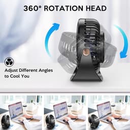 RFWR® Mini-tafelventilator met 5 Snelheden en Sterke Luchtstroom - Draagbaar en Stil Bureau Model met 360° Draaibare Kop — thumbnail 3