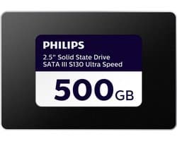 Philips Interne SSD 2.5 inch SATA III – 500GB – tot 550 MB/s Lezen – tot 500 MB/s Schrijven – S130 Ultra Speed – SSD voor Laptop en Desktop