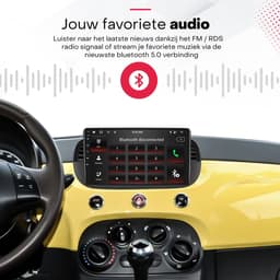 Boscer Autoradio - Geschikt voor Fiat 500 2007-2015 - Android 15 - Apple Carplay & Android Auto (Draadloos) - 4+64GB - 9 Inch HD IPS Touchscreen - GPS, WIFi, Bluetooth, USB, MP5 - Wit/Beige - Achteruitrijcamera & Microfoon — thumbnail 4