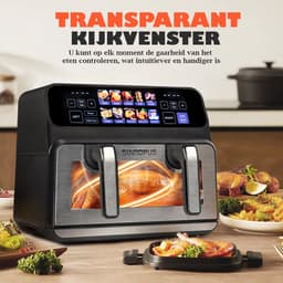Digitale Airfryer XXL 10L Sinaopus 802 – Heteluchtfriteuse met Dubbele Mand en DualMand Onafhankelijke Snelle Opwarming – Voor Gezinnen – 10 Programma’s – Kijkvenster – Makkelijk te Reinigen – Capaciteit voor 6 Personen — thumbnail 3