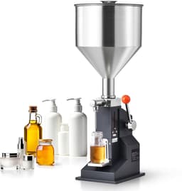 Handmatige Pasteivulmachine voor Vloeistoffen, Verstelbaar, met Trechter, 5-100 Ml Roestvrijstalen Flessenvuller voor Diverse Vloeistoffen Zoals Melk, Water, Sap, Etherische Olie — thumbnail 1