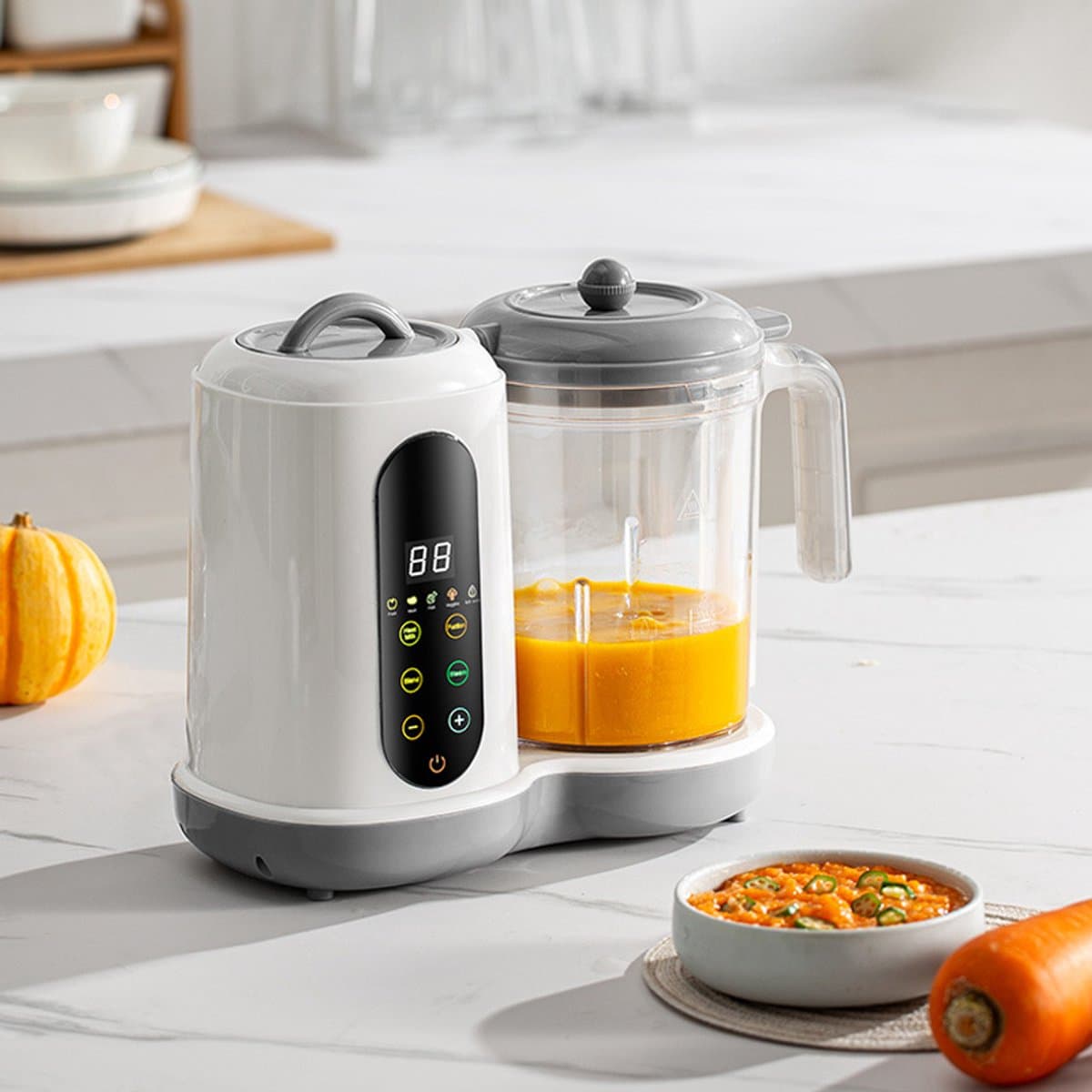 【Alles-in-Één Babyvoedingmaker】EU 450W - Stoom, Mix & Verwarm Automatisch - BPA-vrij Zilvergrijs met Veiligheidsvergrendeling — afbeelding 1