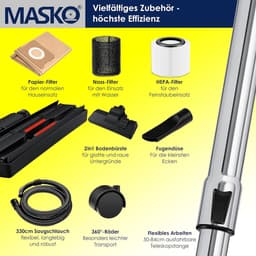 RFWR® Industriële stofzuiger 1800 watt met blaasfunctie voor nat en droog zuigen — thumbnail 2