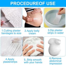 Plaster Bandage - Pack of 6 - 7.5 x 270 cm - Baby Belly Pregnant Gift - Plaster Print - Roll for Crafts - Model Making - Quick-Drying - Wit — thumbnail 5