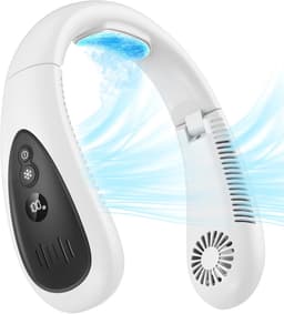 Nekventilator, opvouwbare nekventilator met LED-display, draagbaar en oplaadbaar, met 3 snelheidsaanpassing en koellichaam, aluminium plaat, handsfree persoonlijke ventilator, USB-aangedreven, draagbare nekventilator voor op reis en buitenshuis — thumbnail 1