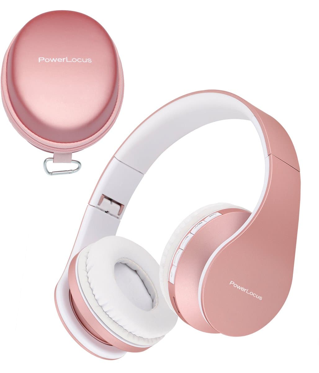 PowerLocus P1 Bluetooth Koptelefoon – Draadloos – Over Ear – Met Microfoon – Inklapbaar - incl. Hoes – Rose Gold — afbeelding 1