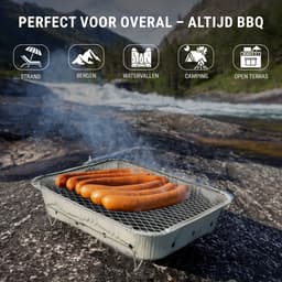 Wegwerp Barbecue met Houtskool – 12 Stuks – Instant BBQ voor Camping, Balkon, Picknick of Festival – Inclusief Rooster – Houtskool BBQ – BBQ Kopen — thumbnail 5