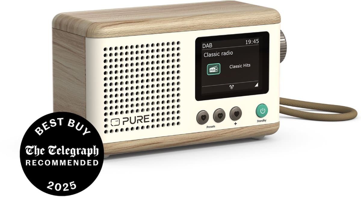 Pure Classic Mini Cotton Wit/Eiken, portabel DAB+ radio met Bluetooth — afbeelding 1