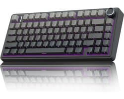 EPOMAKER x AULA F75 Pro - Zeerif zwart - Draadloos Mechanisch Toetsenbord 75% – RGB – Bluetooth + 2.4G – Hot Swap – Linear Switch – QWERTY – Gaming