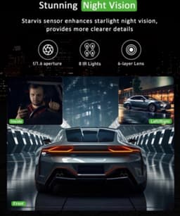 Geavanceerde 3-Lens Dashcam voor Auto | 24U Parkeermonitor, Achteruitrijfunctie & 64GB SD Kaart | Ultieme Beveiliging met Videorecorder - Zwart — thumbnail 3