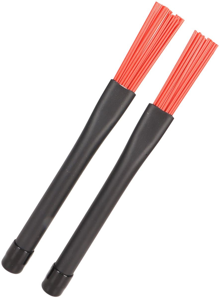 2 Stuks Uitschuifbare Drum Brushes - Professionele Nylon Drumkwasten met Rubber Handvatten - Rood - Voor Rockband, Country en Folk Drummers — afbeelding 1