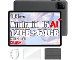 OSCAL Tablet Pad 30 WIFI - Doke AI - 12GB RAM - 64GB ROM - 6600 mAh - 10.1 Inch - Android 15 - Widevine L1 - 1080P FHD - Grijs