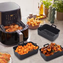 2 stuks - 22*16*6 cm - Siliconen bakvormen - bakplaat - met handgreep - hittebestendige siliconen pan - rechthoekige bakvorm - keukenbenodigdheden - Geschikt voor Airfryer, oven en magnetron - zwart — thumbnail 3