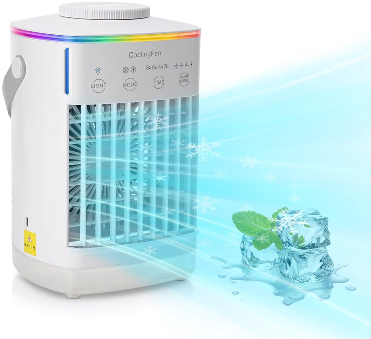 Mobiele airco -Mobiele airco zonder afvoerslang - Mobiele airco voor slaapkamer - 3-in-1 - Ventilator - Voor Slaapkamer & Woonkamer - 4 Snelheden - Airconditioning - Draagbare Aircooler - LED Verlichting - Draagbare airconditioner — afbeelding 1
