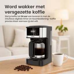 Heinner Digitale Koffiezetapparaat – 1,8 L – 900 W – 12 Koppen – Programmeerbare Timer – Touchbediening – Warm- en Koudzetfunctie – Zelfreinigend – Roestbestendig — thumbnail 5
