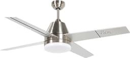 Livano Plafondventilator - Met Verlichting - Plafond Ventilator - Met Lamp - Plafonniere Met Ventilator - Met Licht - Zilver - 130cm — thumbnail 1