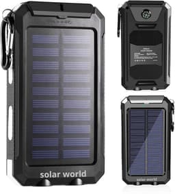 powerbank met zonnepaneel - geschikt voor iphone -geschikt voor samsung- zonneenergie - 10000mah - powerbanks -noodpakket- solar - — thumbnail 1