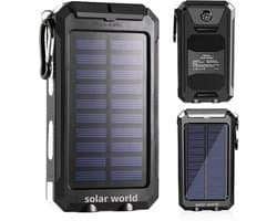 powerbank met zonnepaneel - geschikt voor iphone -geschikt voor samsung- zonneenergie - 10000mah - powerbanks -noodpakket- solar -