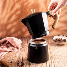 Kinghoff Aluminium Espressomaker KH-1888 – 12 Kopjes – Zwart Met Houten Handvat – Geschikt voor Inductie - 600ml - Percolator — thumbnail 2