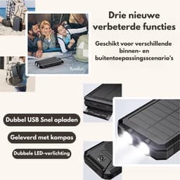 PureVolt Powerbank 20.000mah - Geschikt voor IPhone & Samsung - Powerbank op Zonneenergie - Solar Charger — thumbnail 3