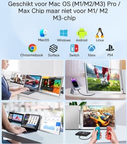 Stemap® Flex Portable Monitor Triple 14'' - Full HD 1920X1200P - Geschikt Voor 12” / 17” Tri-Screen - Laptop Scherm Uitbreider - Inclusief Beschermhoes en Kabels - 2 Jaar Garantie — thumbnail 3
